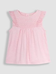 JoJo Maman Bébé Blue & Pink 2-Pack Pretty Embroidered Tops - Image 3 of 4