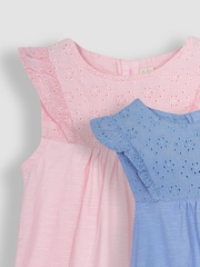JoJo Maman Bébé Blue & Pink 2-Pack Pretty Embroidered Tops - Image 4 of 4