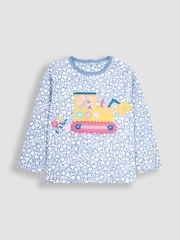 JoJo Maman Bébé Blue Bunny & Digger Appliqué Top - Image 1 of 3