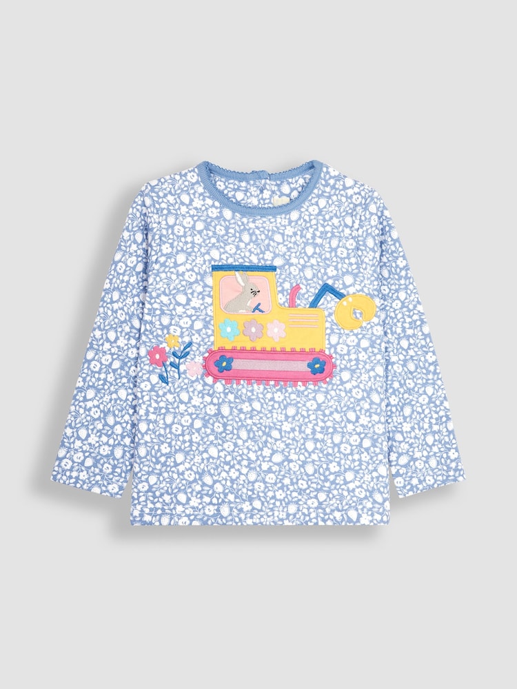 JoJo Maman Bébé Blue Bunny & Digger Appliqué Top - Image 1 of 3