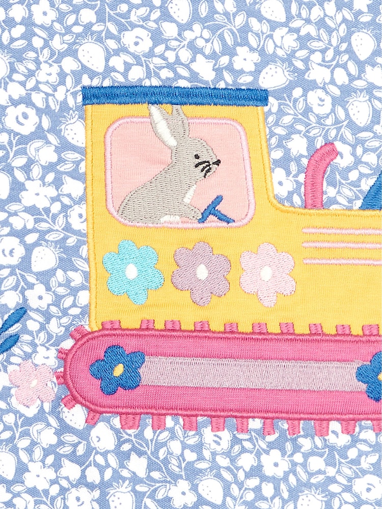 JoJo Maman Bébé Blue Bunny & Digger Appliqué Top - Image 3 of 3