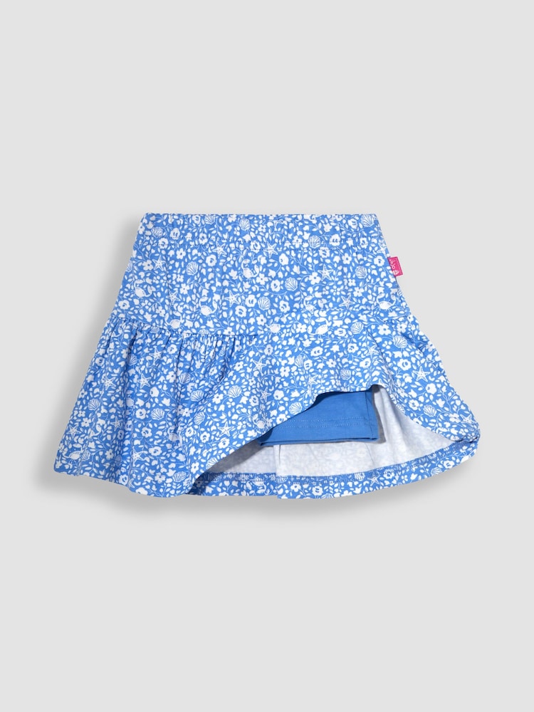 JoJo Maman Bébé Blue Nautical Ditsy Floral Print Skort - Image 2 of 3