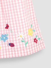 JoJo Maman Bébé Pink Daisy Applique Gingham Pretty Summer Dress - Image 3 of 3