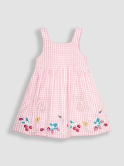 JoJo Maman Bébé Pink Strawberry Embroidered Pet In Pocket Gingham Dress - Image 3 of 7