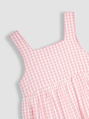 JoJo Maman Bébé Pink Strawberry Embroidered Pet In Pocket Gingham Dress - Image 4 of 7