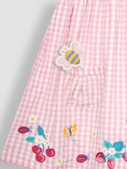JoJo Maman Bébé Pink Strawberry Embroidered Pet In Pocket Gingham Dress - Image 6 of 7