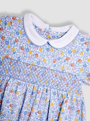 JoJo Maman Bébé Lilac Orange & Lemon Ditsy Floral Smocked Jersey Dress - Image 2 of 3