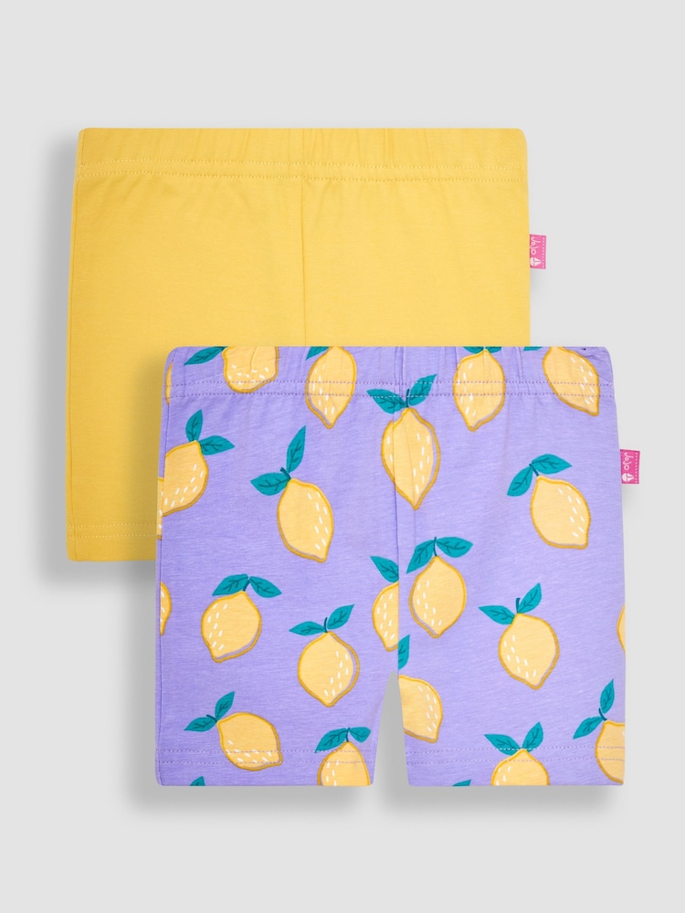 JoJo Maman Bébé Lilac Purple Lemon & Yellow 2-Pack Shorts - Image 1 of 4 JoJo Maman Bébé Lilac Purple Lemon & Yellow 2-Pack Shorts - Image 1 of 4