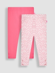 JoJo Maman Bébé Coral Strawberry Ditsy Floral & Pink 2-Pack Leggings - Image 1 of 6
