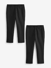 Noir - Slim Fit (Slim Fit) - Lot de 2 pantalons intelligents unis sur le devant - Image 1 de 10