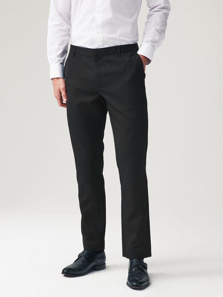 Noir - Slim Fit (Slim Fit) - Lot de 2 pantalons intelligents unis sur le devant - Image 2 of 10