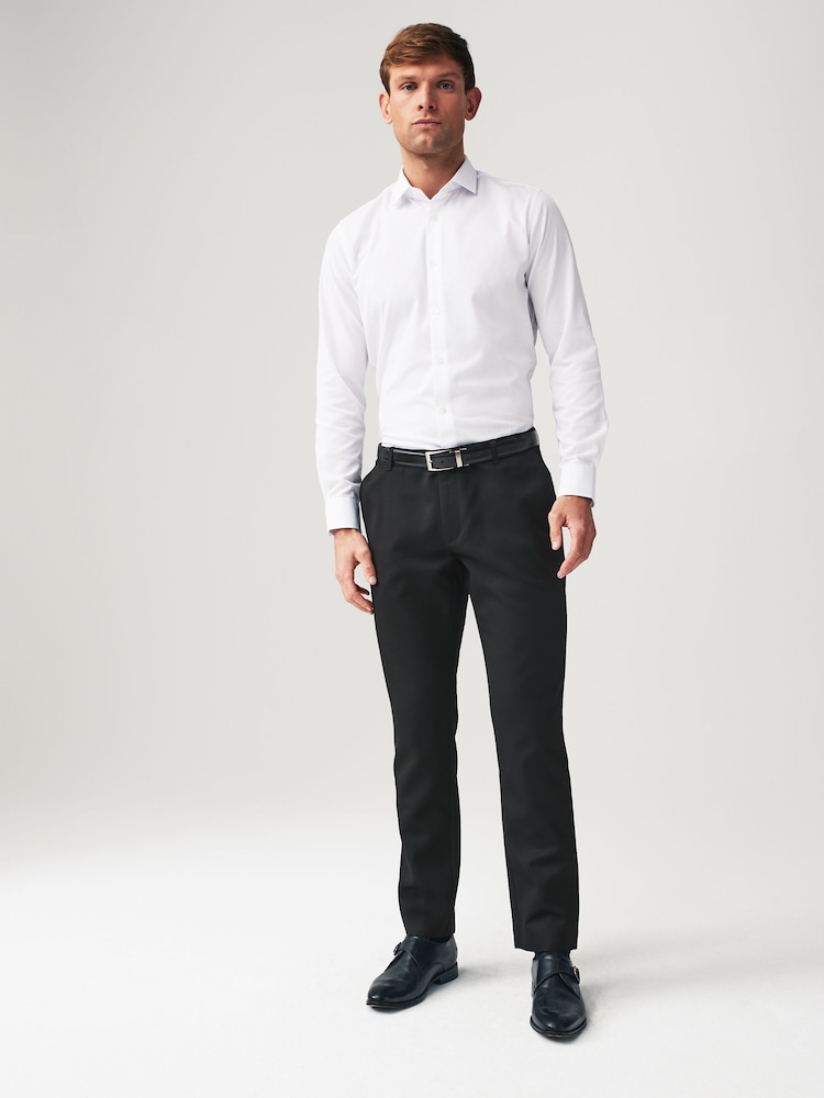 Noir - Slim Fit (Slim Fit) - Lot de 2 pantalons intelligents unis sur le devant - Image 3 of 10