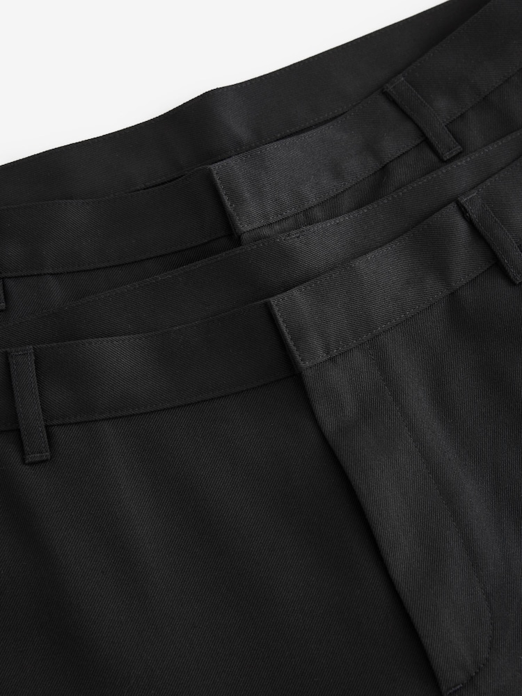 Noir - Slim Fit (Slim Fit) - Lot de 2 pantalons intelligents unis sur le devant - Image 8 of 10