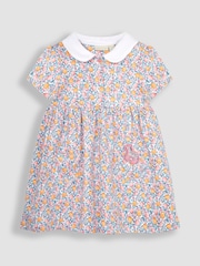 JoJo Maman Bébé Pink Apple & Peach Floral Peter Pan Pet In Pocket Jersey Dress - Image 1 of 4
