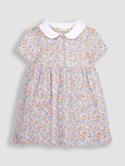 JoJo Maman Bébé Pink Apple & Peach Floral Peter Pan Pet In Pocket Jersey Dress - Image 2 of 4