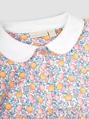 JoJo Maman Bébé Pink Apple & Peach Floral Peter Pan Pet In Pocket Jersey Dress - Image 3 of 4