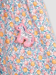 JoJo Maman Bébé Pink Apple & Peach Floral Peter Pan Pet In Pocket Jersey Dress - Image 4 of 4