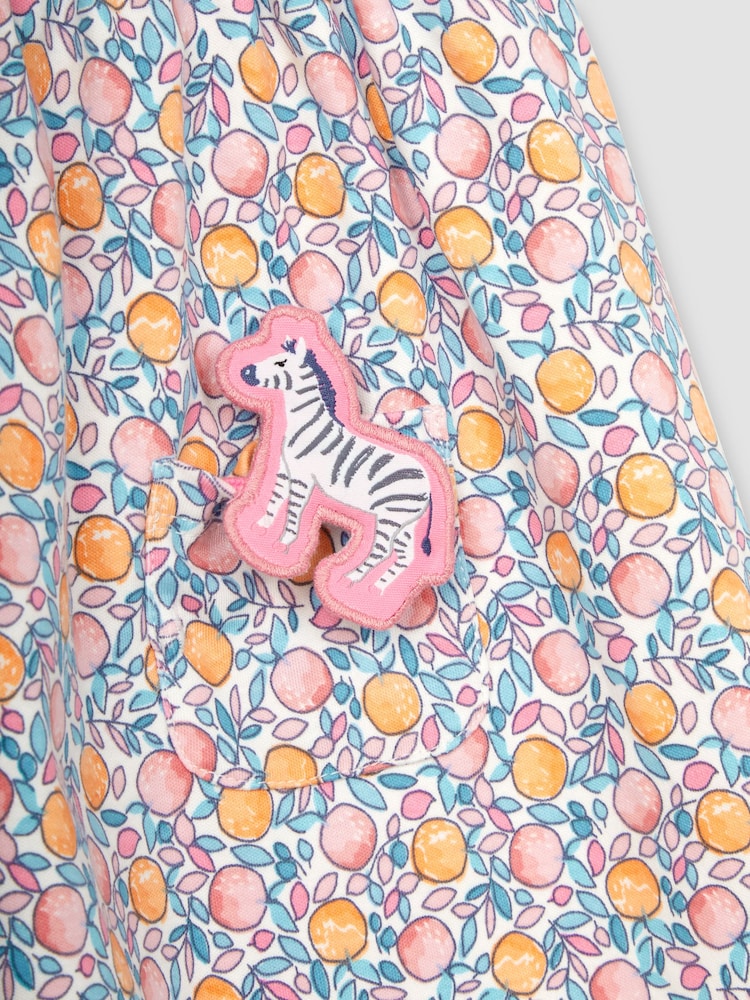 JoJo Maman Bébé Pink Apple & Peach Floral Peter Pan Pet In Pocket Jersey Dress - Image 4 of 4