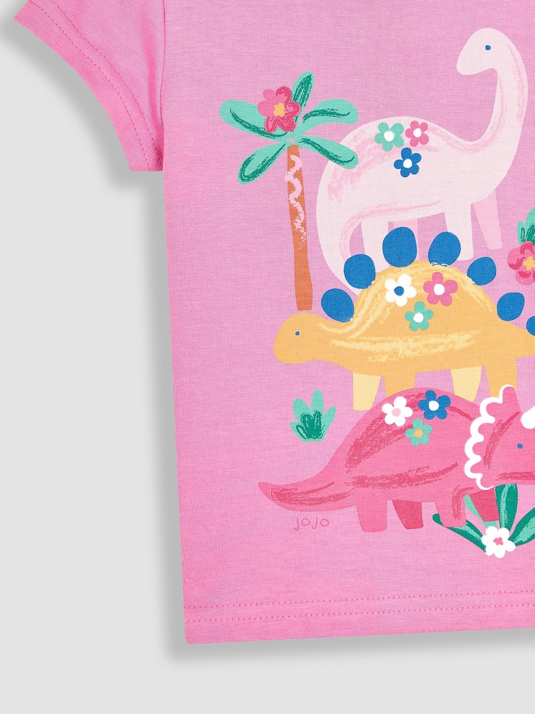 JoJo Maman Bébé Fuchsia Dino Friends T-Shirt - Image 3 of 3 JoJo Maman Bébé Fuchsia Dino Friends T-Shirt - Image 3 of 3