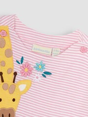JoJo Maman Bébé Rose Pink Giraffe Appliqué T-Shirt - Image 2 of 3