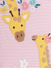 JoJo Maman Bébé Rose Pink Giraffe Appliqué T-Shirt - Image 3 of 3