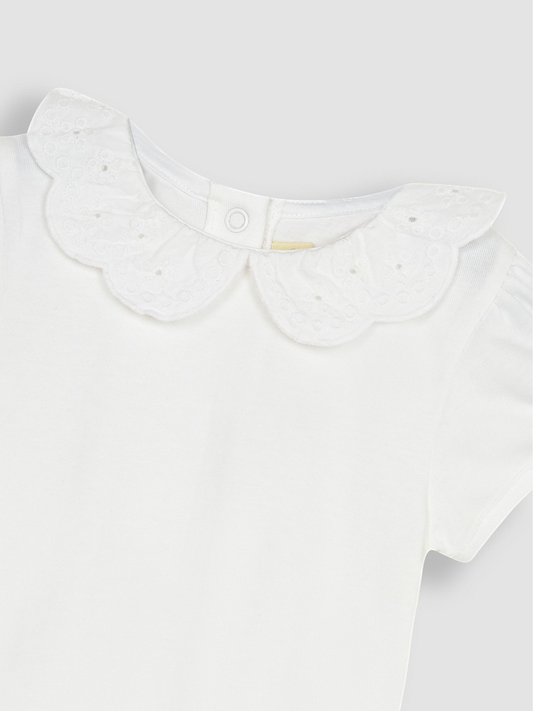 JoJo Maman Bébé Broderie Scallop Collar Bodysuit - Изображение 2 из 3