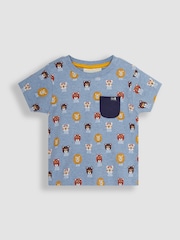 JoJo Maman Bébé Blue Safari Cats 2-Pack Pocket T-Shirts - Image 2 of 4