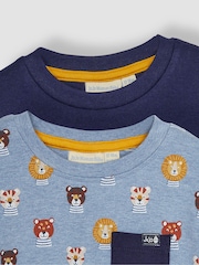 JoJo Maman Bébé Blue Safari Cats 2-Pack Pocket T-Shirts - Image 4 of 4