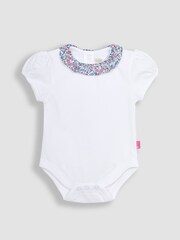 JoJo Maman Bébé White Ditsy Floral Collar Bodysuit - Image 1 of 3