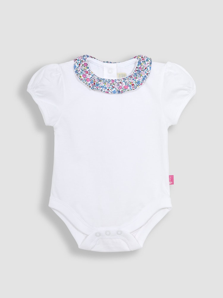 JoJo Maman Bébé White Ditsy Floral Collar Bodysuit - Image 1 of 3