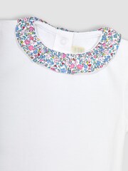 JoJo Maman Bébé White Ditsy Floral Collar Bodysuit - Image 2 of 3