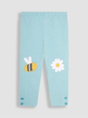 JoJo Maman Bébé Duck Egg Blue Bee & Yellow 2-Pack Leggings - Image 2 of 2