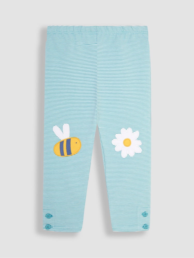 JoJo Maman Bébé Duck Egg Blue Bee & Yellow 2-Pack Leggings - Image 2 of 2