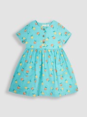 JoJo Maman Bébé Blue Peach & Lemon Button Front Summer Dress - Image 1 of 3