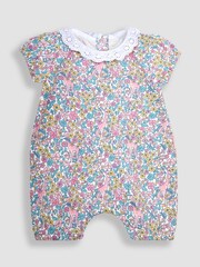 JoJo Maman Bébé Pink Giraffe 2-Pack Appliqué & Floral Rompers - Image 4 of 6