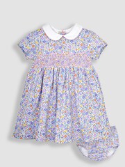 JoJo Maman Bébé Lilac Ditsy Floral Smocked Jersey Dress - Image 1 of 4