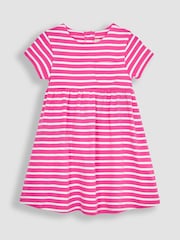 JoJo Maman Bébé Pink Classic Stripe Jersey Dress - Image 1 of 3