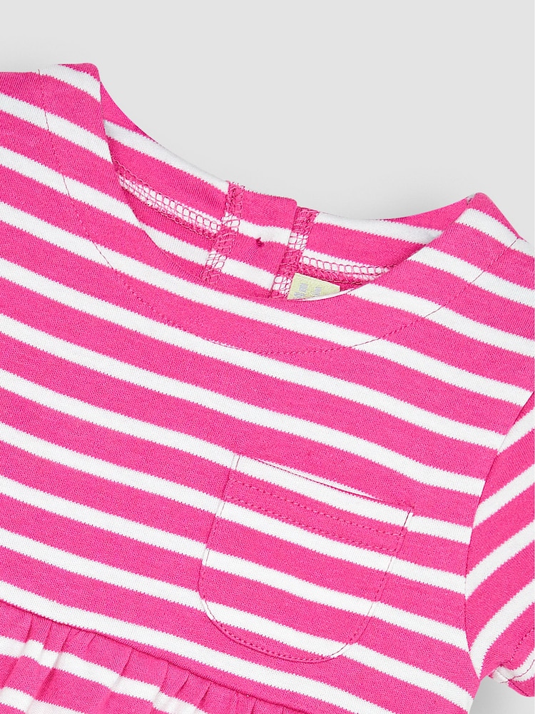 JoJo Maman Bébé Pink Classic Stripe Jersey Dress - Image 2 of 3