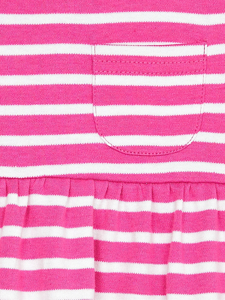 JoJo Maman Bébé Pink Classic Stripe Jersey Dress - Image 3 of 3