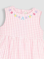 JoJo Maman Bébé Pink Unicorn Appliqué Gingham Summer Dress - Image 2 of 3