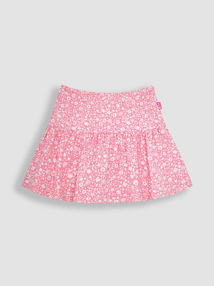 JoJo Maman Bébé Coral Pink Nautical Ditsy Floral Print Skort - Image 1 of 3