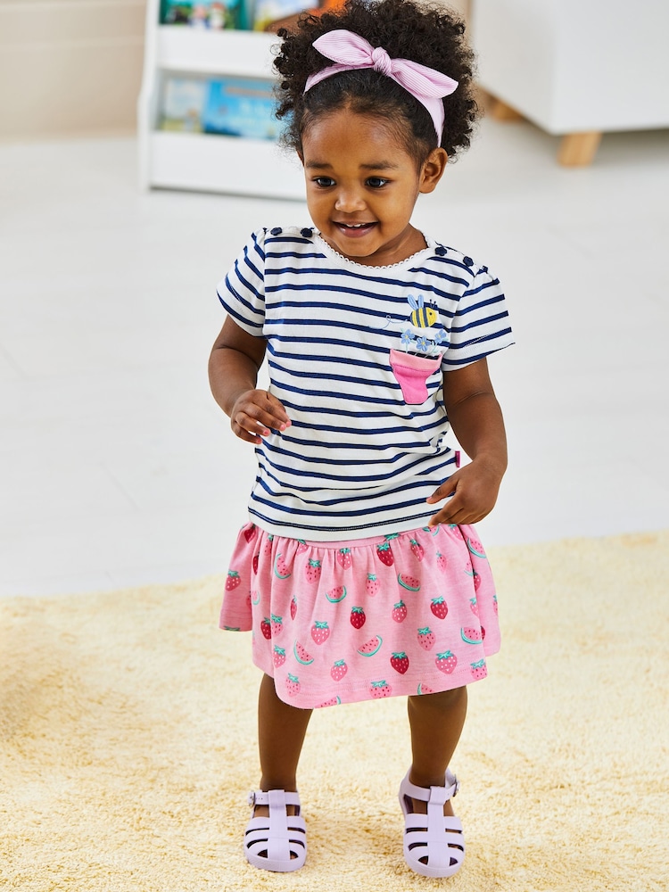 JoJo Maman Bébé Pink Strawberry Print Skort - Image 1 of 4