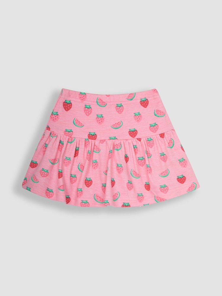 JoJo Maman Bébé Pink Strawberry Print Skort - Image 2 of 4