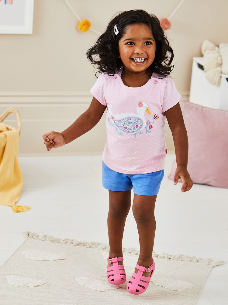 JoJo Maman Bébé Pink Duck Appliqué T-Shirt - Image 1 of 5