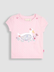 JoJo Maman Bébé Pink Duck Appliqué T-Shirt - Image 3 of 5