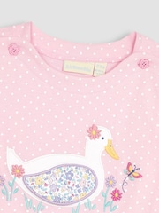 JoJo Maman Bébé Pink Duck Appliqué T-Shirt - Image 4 of 5