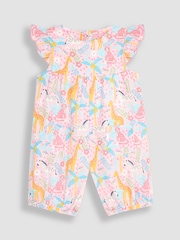 JoJo Maman Bébé Pink Safari Animals Print Pretty Sunsuit - Image 1 of 3
