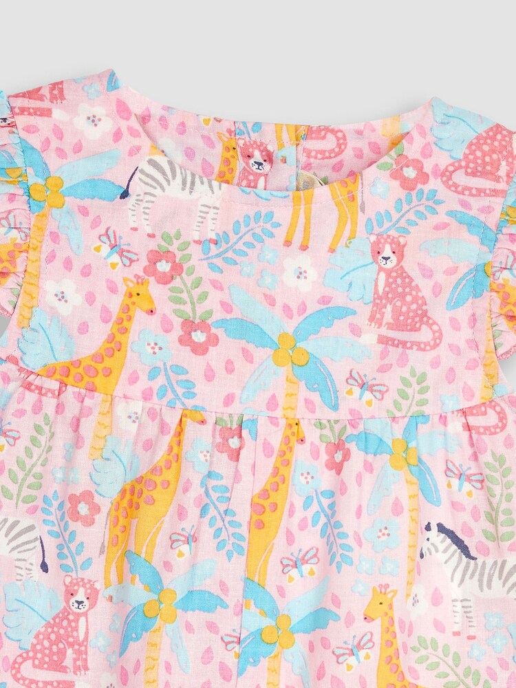 JoJo Maman Bébé Pink Safari Animals Print Pretty Sunsuit - Image 3 of 3
