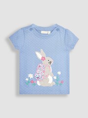JoJo Maman Bébé Blue Bunny Appliqué T-Shirt - Image 1 of 3