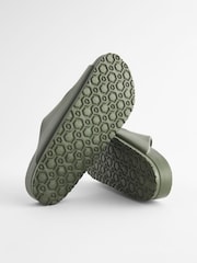 Khaki Green EVA Double Strap Flat Slider Sandals With Adjustable Buckles - Image 3 of 5